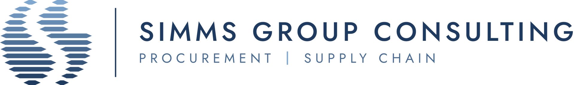 Simms Group Consulting logo with blue globe icon and gray wordmark on white background