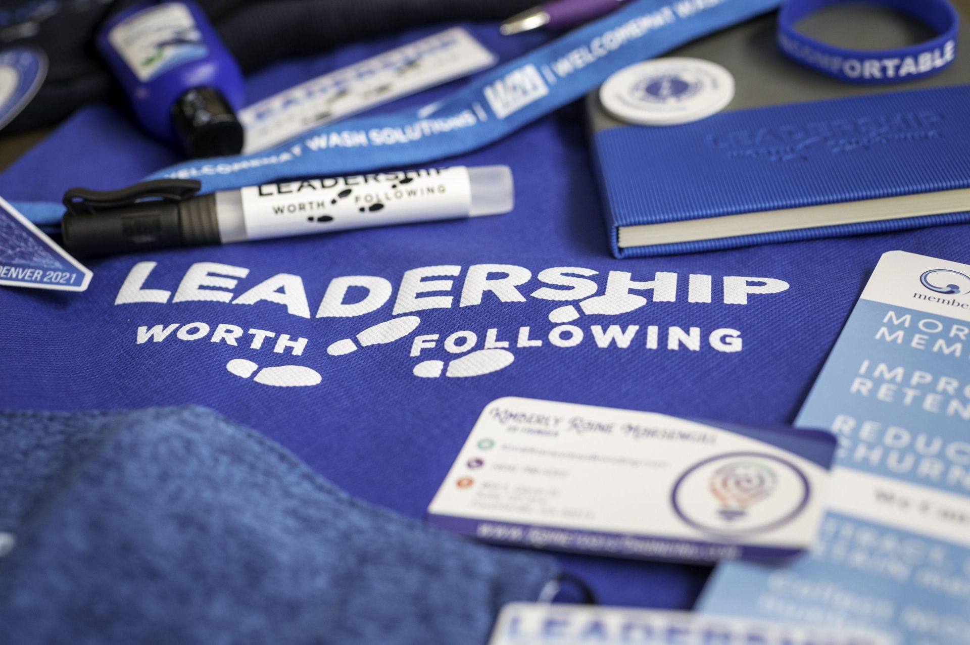 A blue shirt that says leadership worth following on it