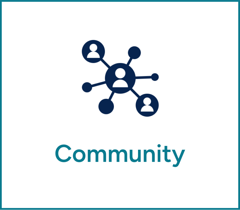 Navy network icon with connected people and the word “Community” beneath it
