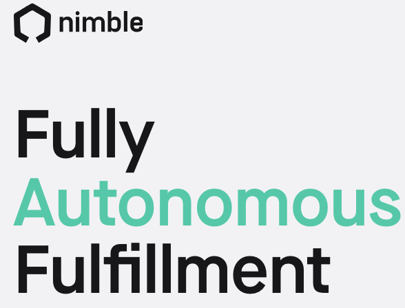 A logo for nimble fully autonomous fulfillment