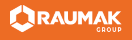The logo for raumak group is orange and white