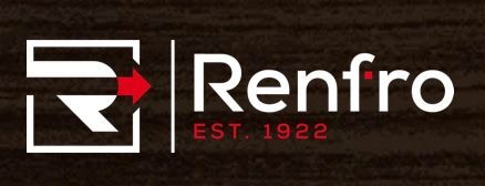 The renfro logo is on a brown background