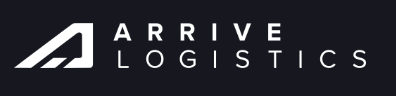 A black and white logo for arrive logistics