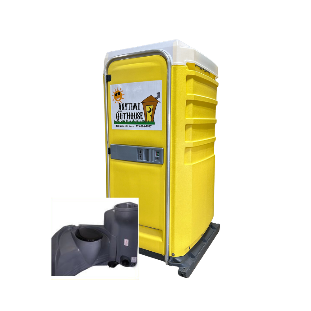 Yellow Standard Portable Sink Toilet with Anytime Outhouse Logo