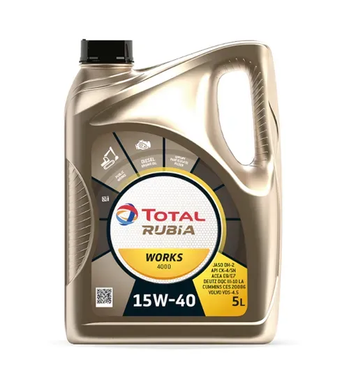 Total Rubia Works 15w-40 Motor Oil in a 5l Plastic Container — North Queensland Independant Fuel Services in Slade Point, QLD