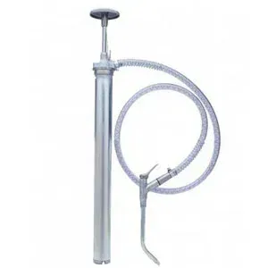 a Silver Fluid Transfer Pump With a Flexible Hose and Nozzle — North Queensland Independant Fuel Services in Slade Point, QLD