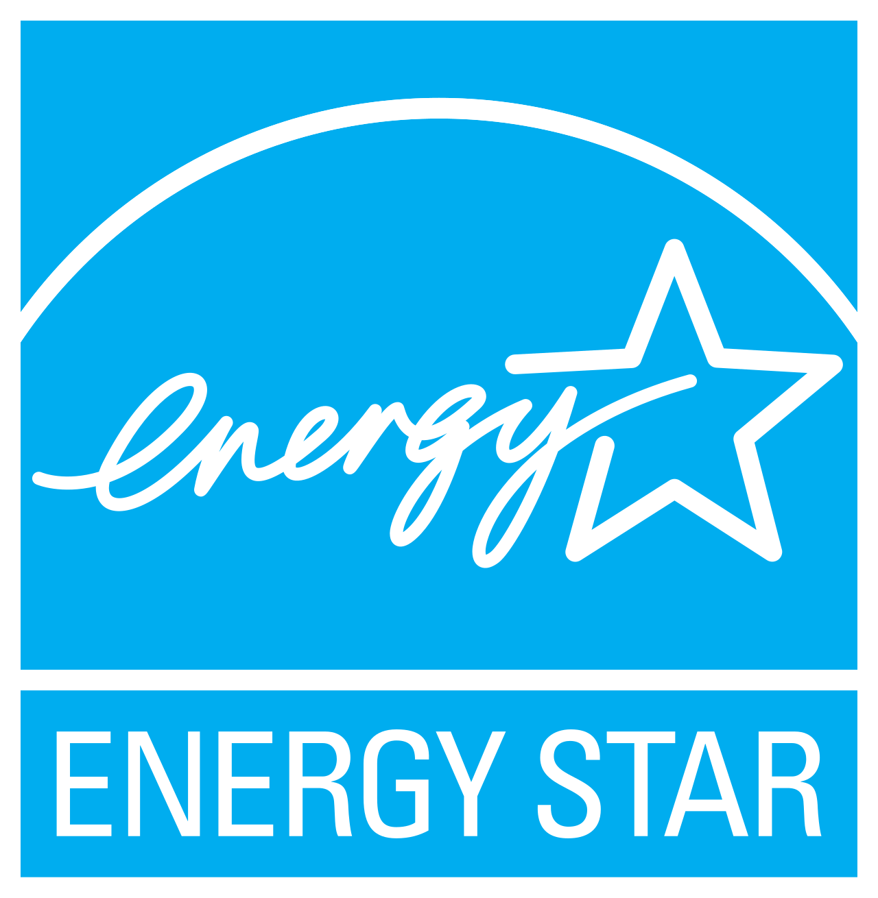 Blue ENERGY STAR logo with white script text and star icon