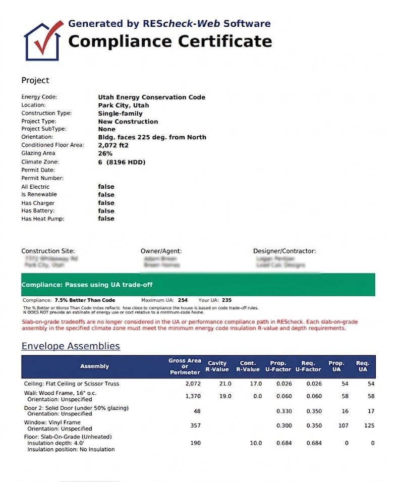 Compliance certificate document with green header and product results table