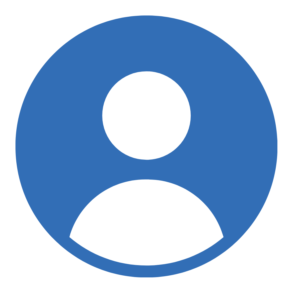 Blue circular user profile icon with white head-and-shoulders silhouette
