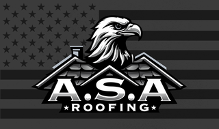 A black and white logo for a.s.a roofing