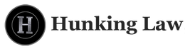 Logo for Hunking Law. Features a black circle with a silver "H" inside, with "Hunking Law" to the right.