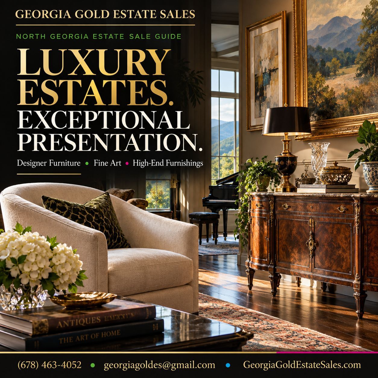 Georgia Gold Estate Sales guide to Luxury Estate Sales in North Georgia.