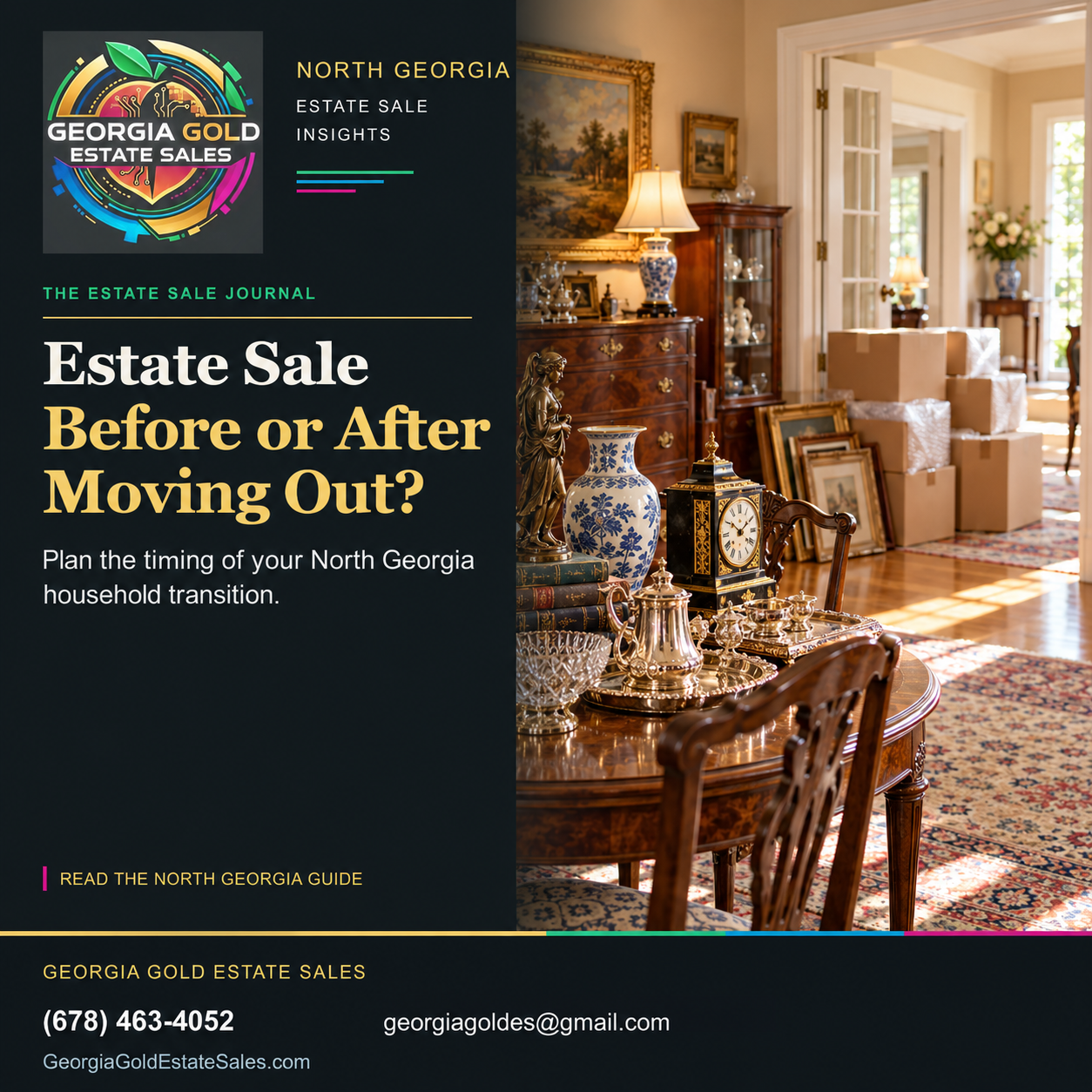 Georgia Gold Estate Sales guide to Estate Sale Before or After Moving Out?