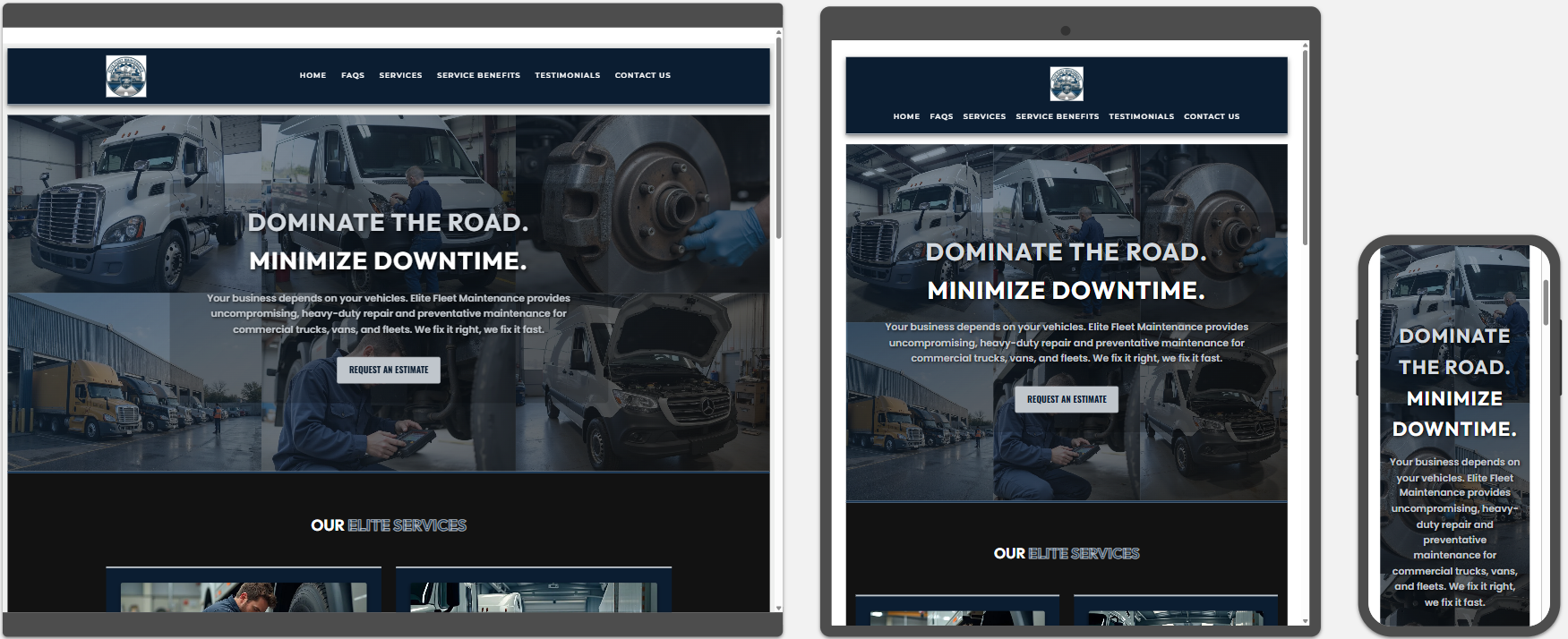 Elite Fleet Maintenance Website Design Full Screenshot