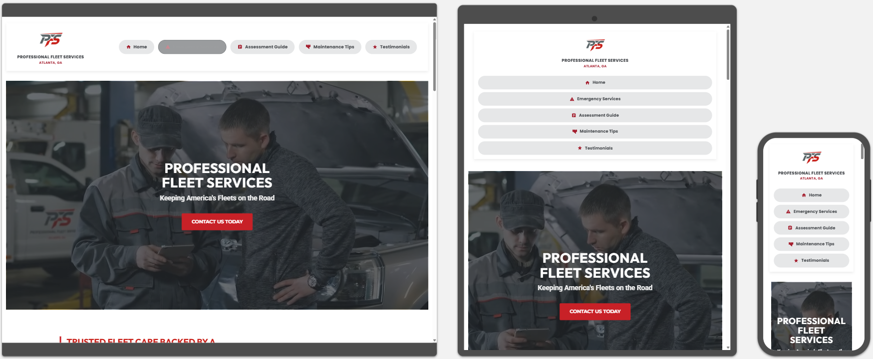 Professional Fleet Services Website Design Full Screenshot