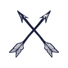 Crossed arrows, dark blue on white background.