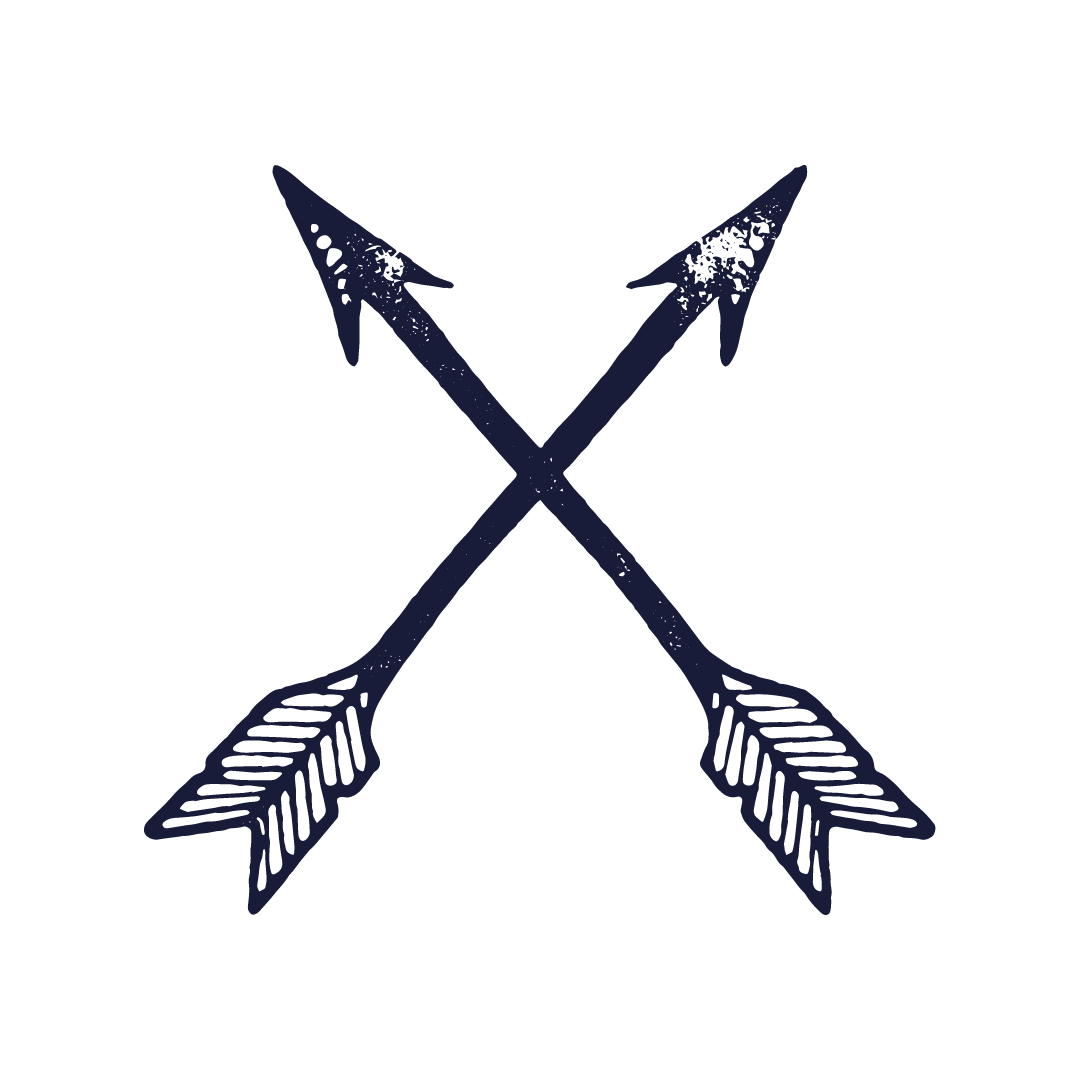 Crossed arrows, dark blue on white background.