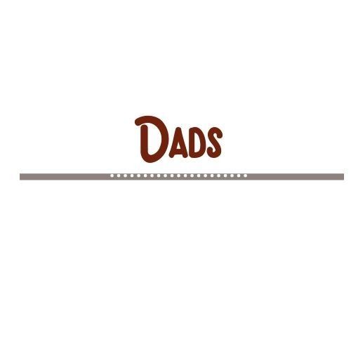 Brown “Dads” text above a thin gray line on a white background