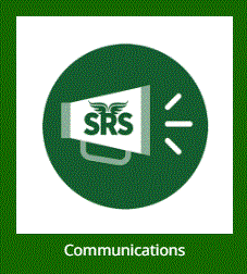 A green circle with a megaphone that says srs on it