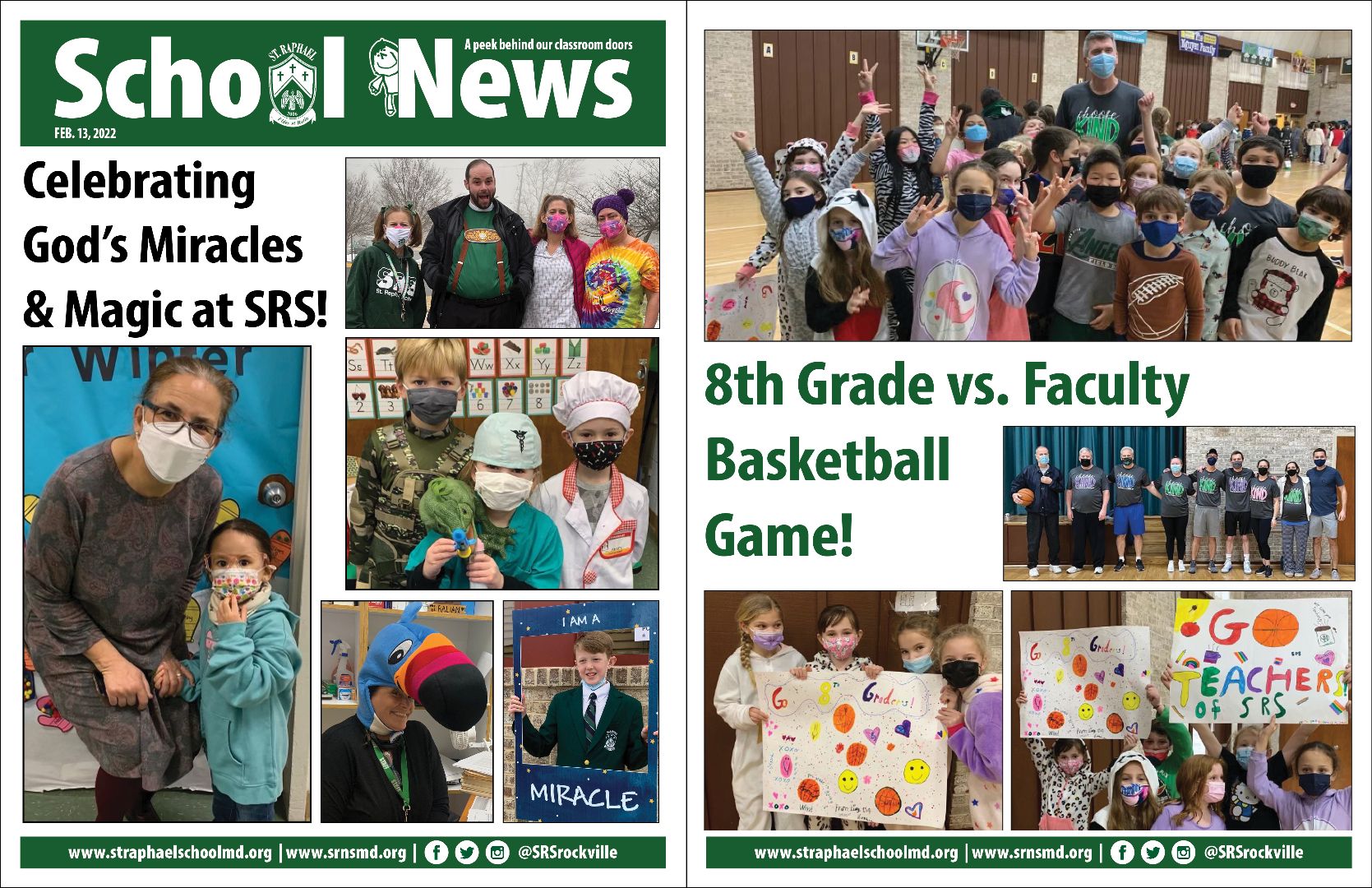 The front page of a school news newspaper