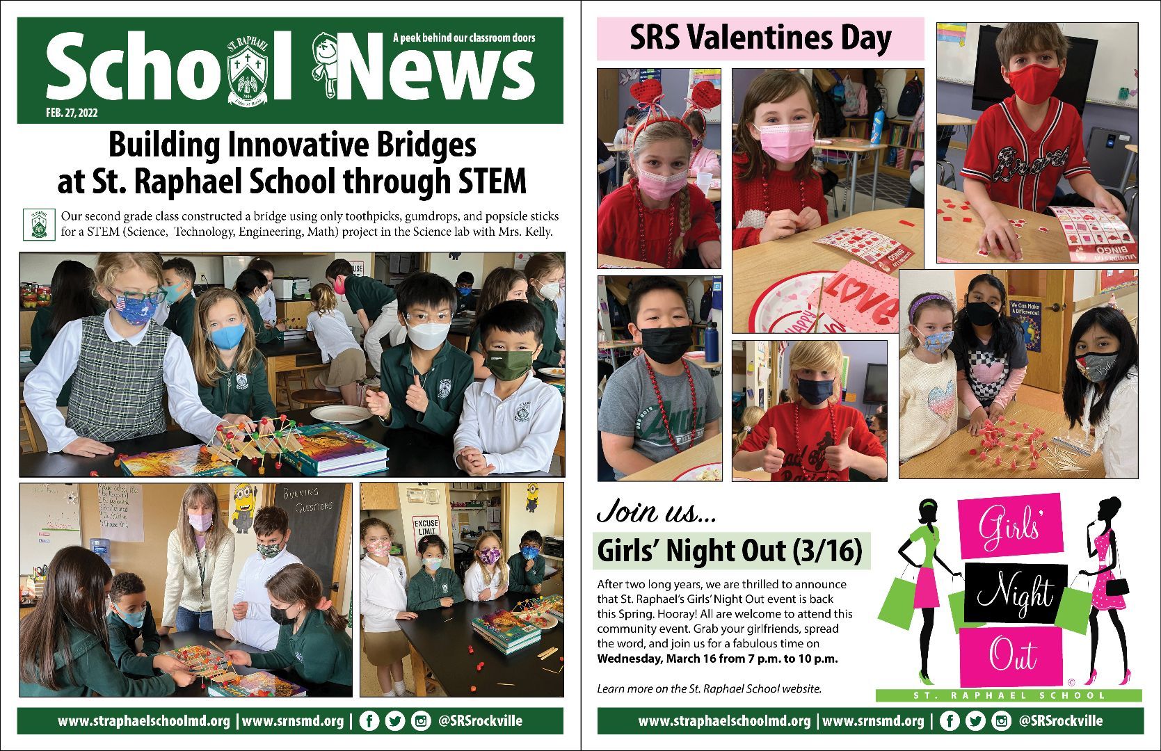 The front page of a school news magazine