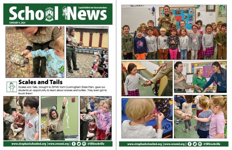 A school news magazine with a collage of pictures of children
