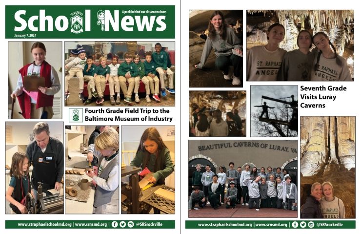 A collage of photos on the cover of a school news magazine.