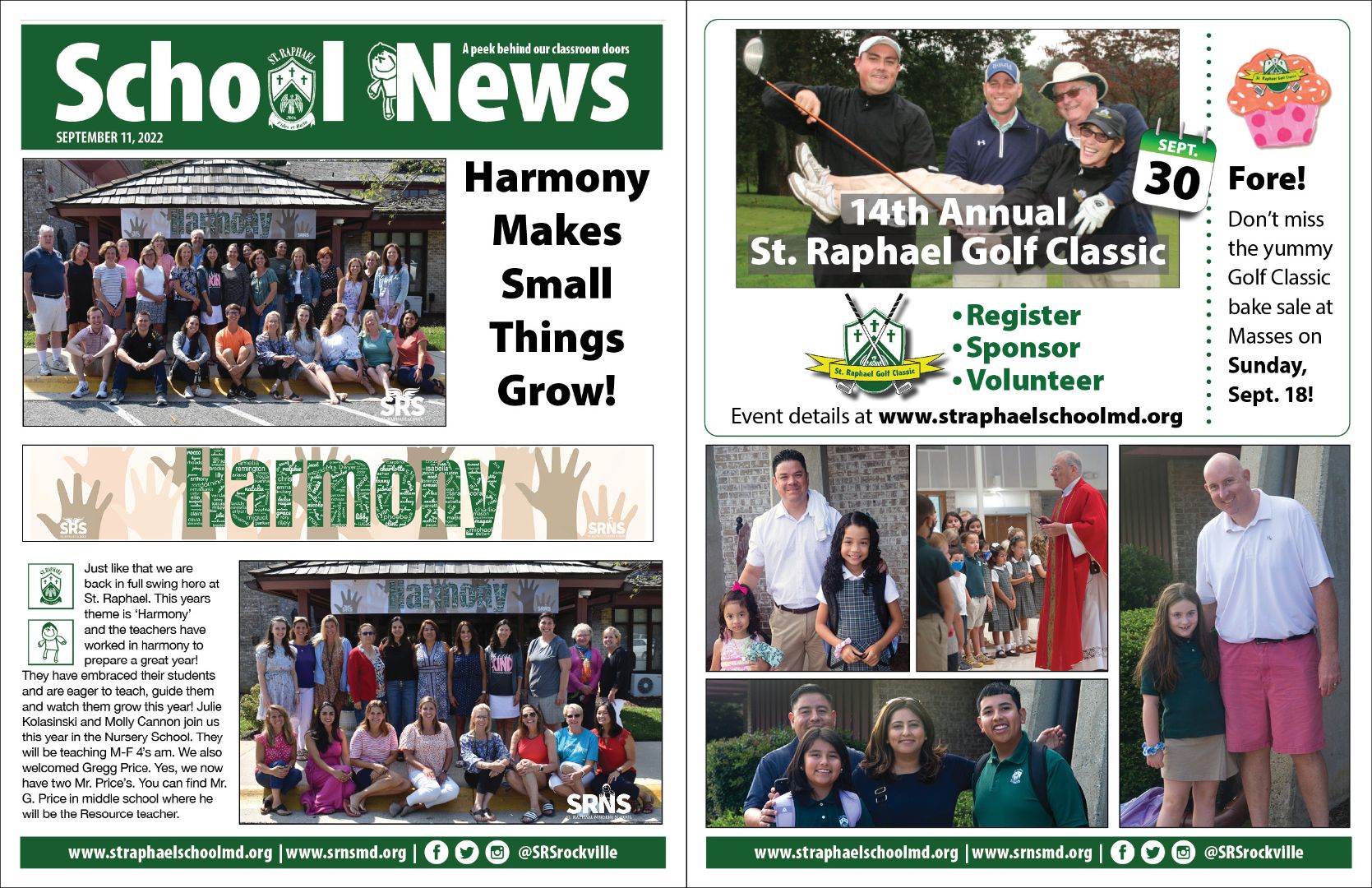 The front page of a school news newspaper