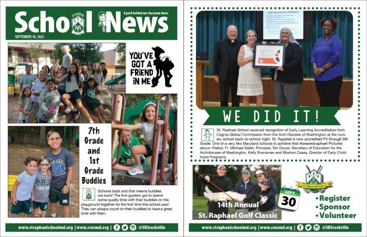 The front and back page of a school news magazine