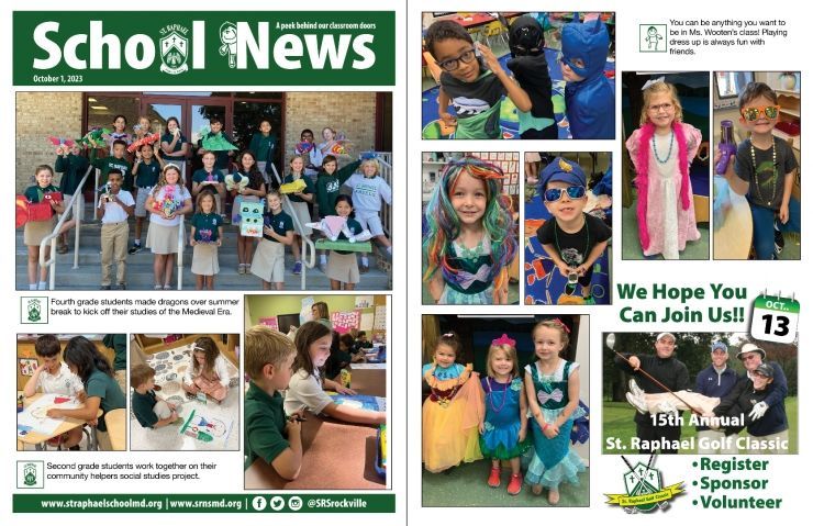 The front and back cover of a school news magazine