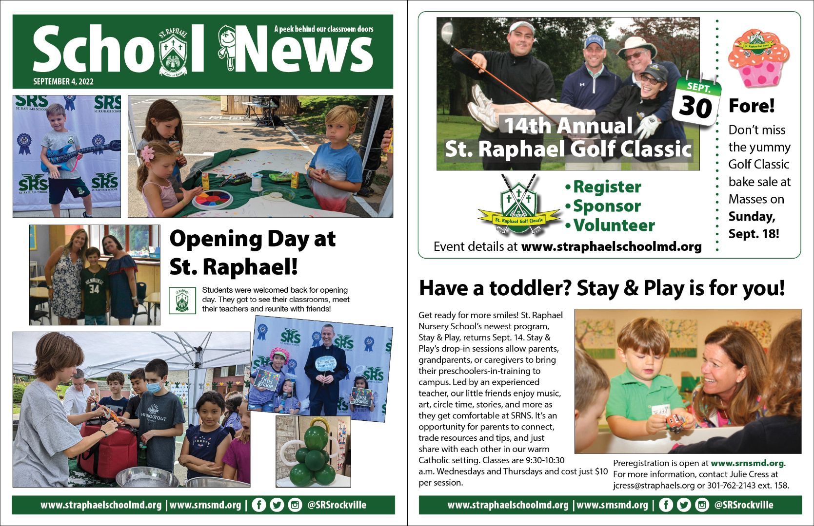 The front page of a school news newspaper
