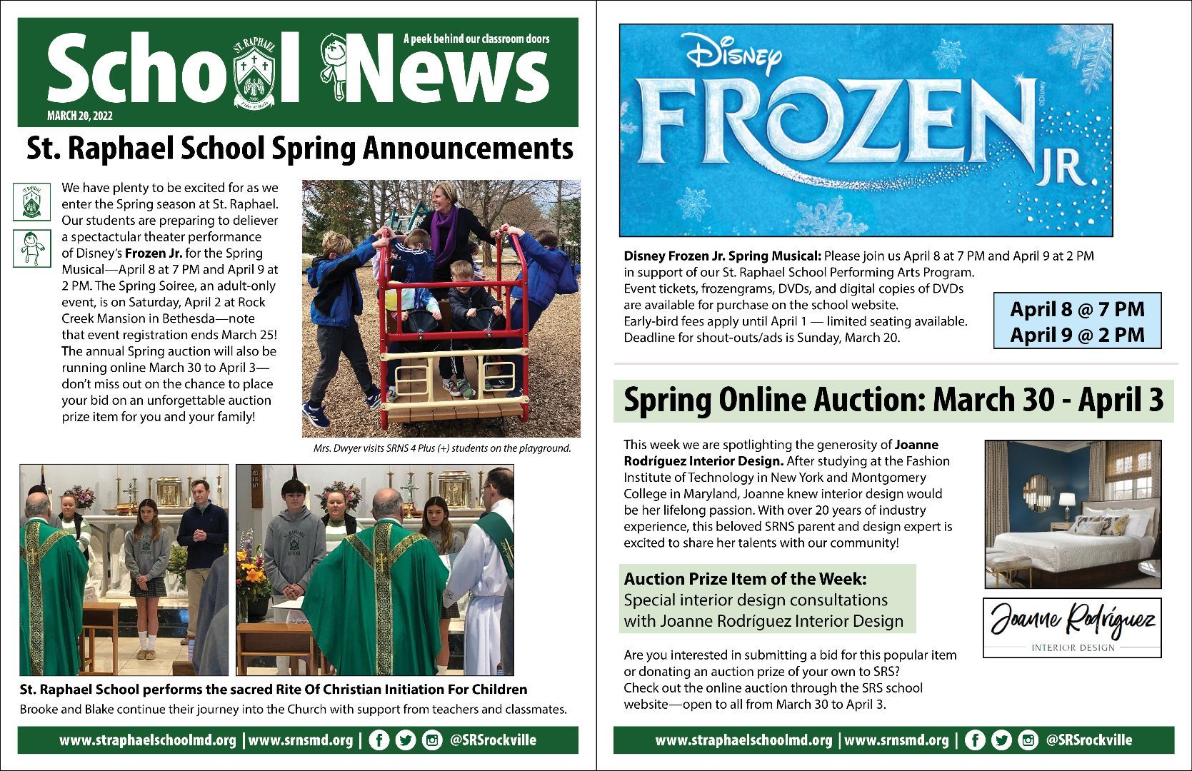The front page of a newspaper titled school news