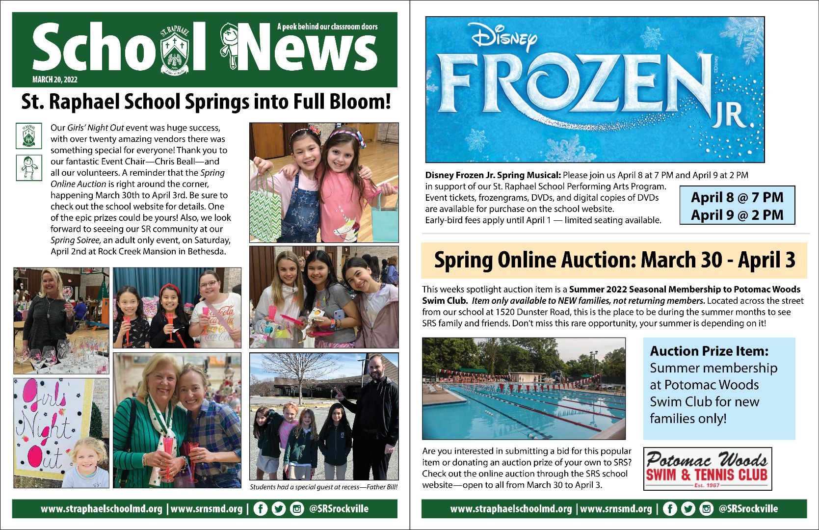 The front page of a school newspaper titled school news