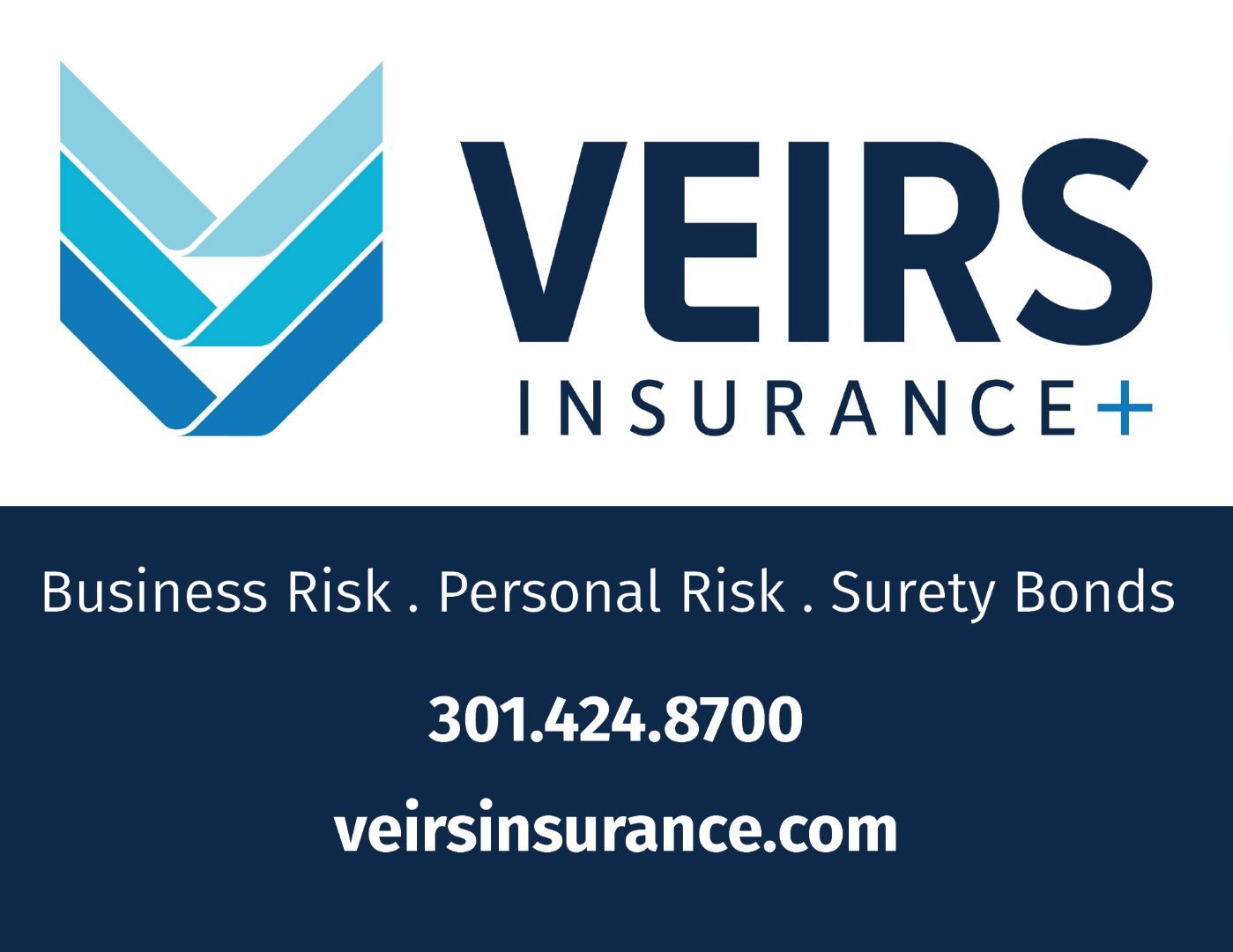 A blue and white logo for veirs insurance