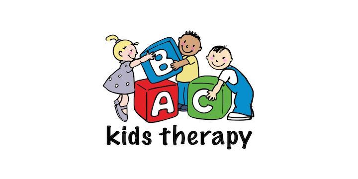A logo for kids therapy with children playing with blocks