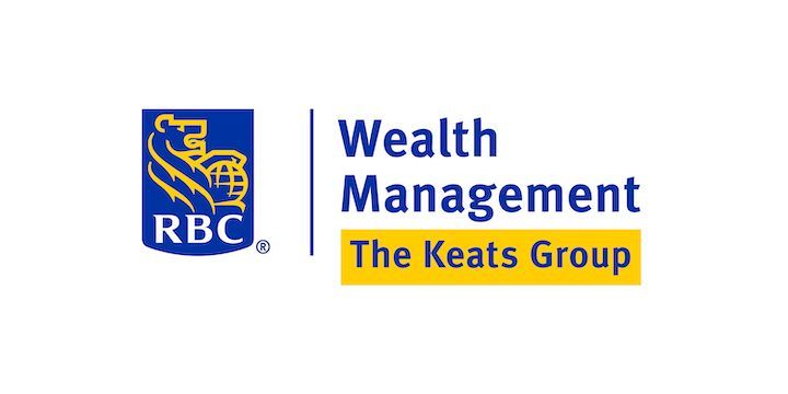 A blue and yellow logo for wealth management the keats group