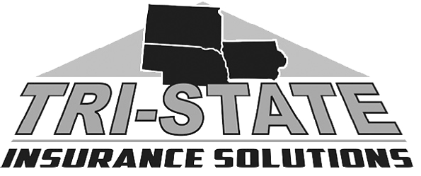 Tri-State Insurance Solutions logo with gray text and black state silhouettes