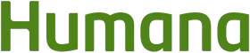 Humana logo in green lowercase letters with a yellow curved accent above the text