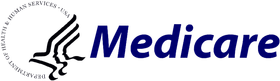 Medicare logo with blue text and a black stylized bird emblem