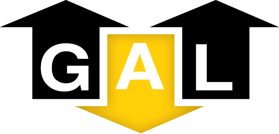 Un logo noir et jaune pour une entreprise appelée gal