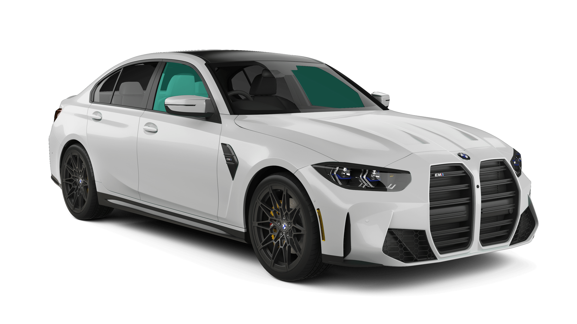 White BMW sedan on a white background, shown at a front-left angle.