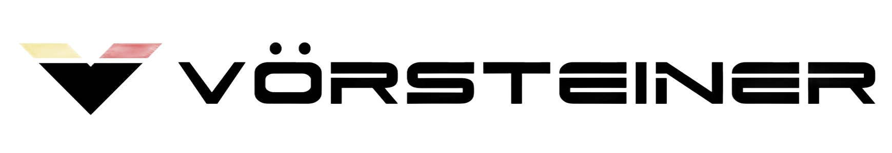 Vörsteiner logo in black text with a multicolor triangular emblem on a white background