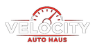 Velocity Auto Haus logo with red speedometer and gray text
