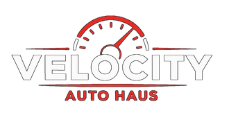 Velocity Auto Haus logo with red speedometer and gray text
