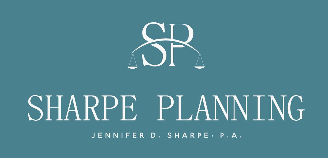 Sharpe Planning logo with teal background and white monogram text, Jennifer D. Sharpe, P.A.