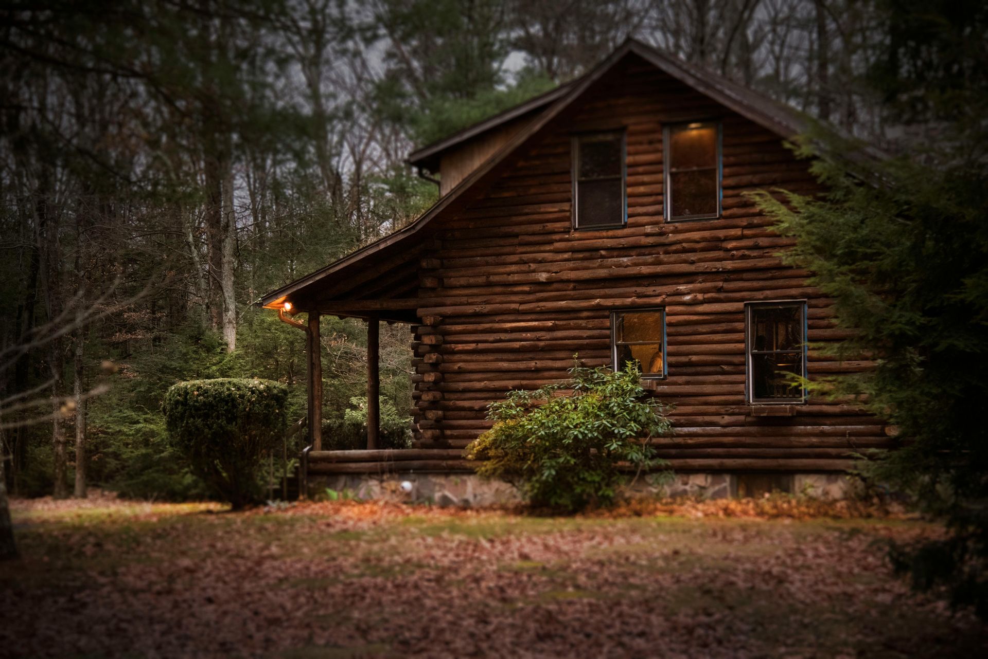 A wooden garage with a metal roof and black garage doors