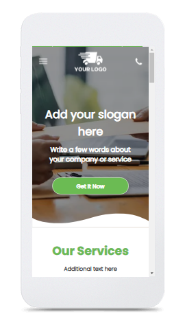 A cell phone with a website on it that says `` add your slogan here ''.