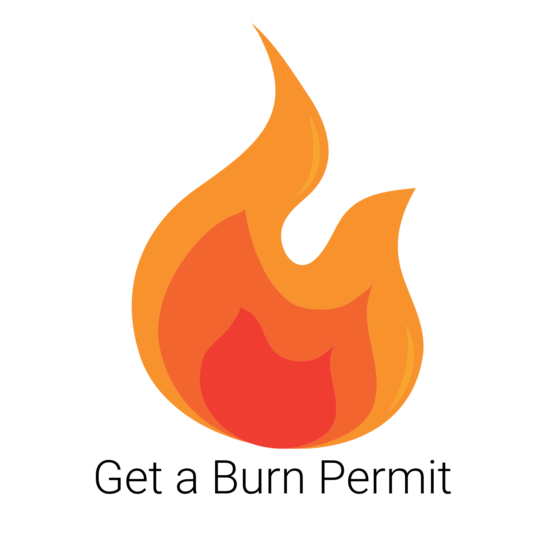 Orange flame graphic with text 