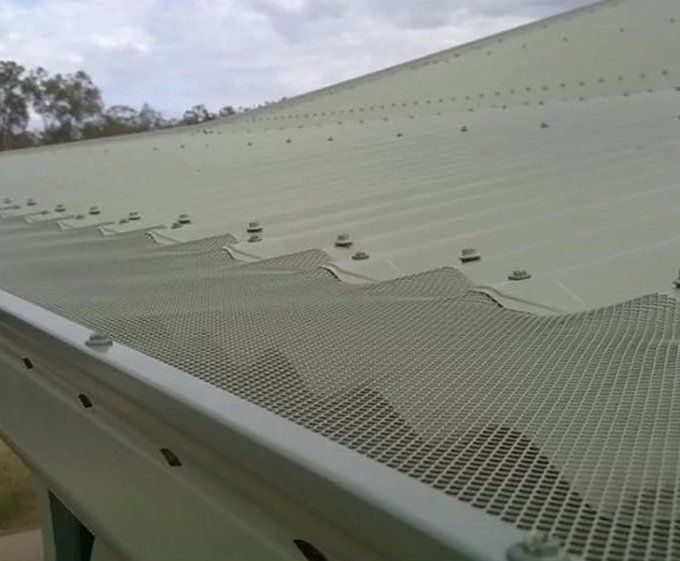 A white roof with a mesh gutter on it