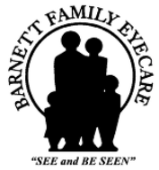 Barnett Family Eyecare logo with black family silhouette and the tagline “SEE and BE SEEN”